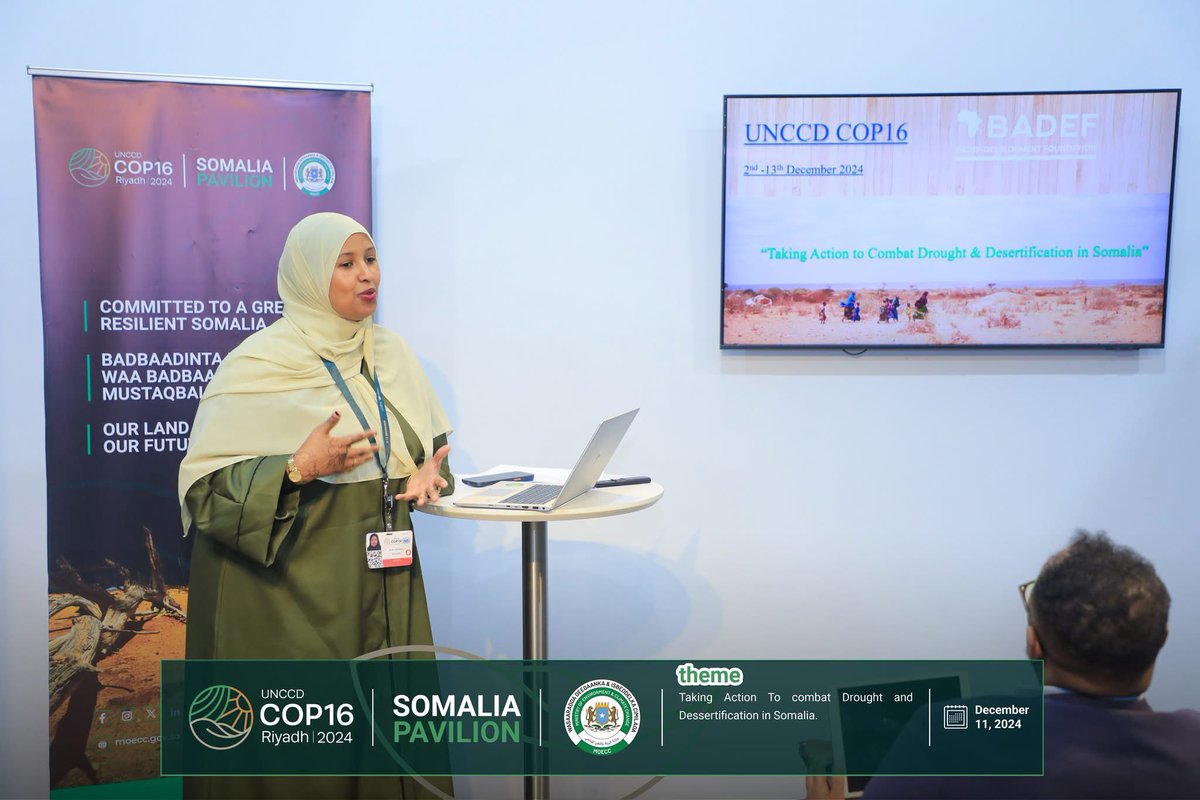 ikys2008's tweet photo. As #COP16Riyadh was coming to an end “ I had the pleasure of presenting “The role of Private sector in combating Drought and Dessertification” at the somali pavilion. I thank the ministry of environment and climate change and all the participants for the opportunity! https://t.co/h85WArMxtC