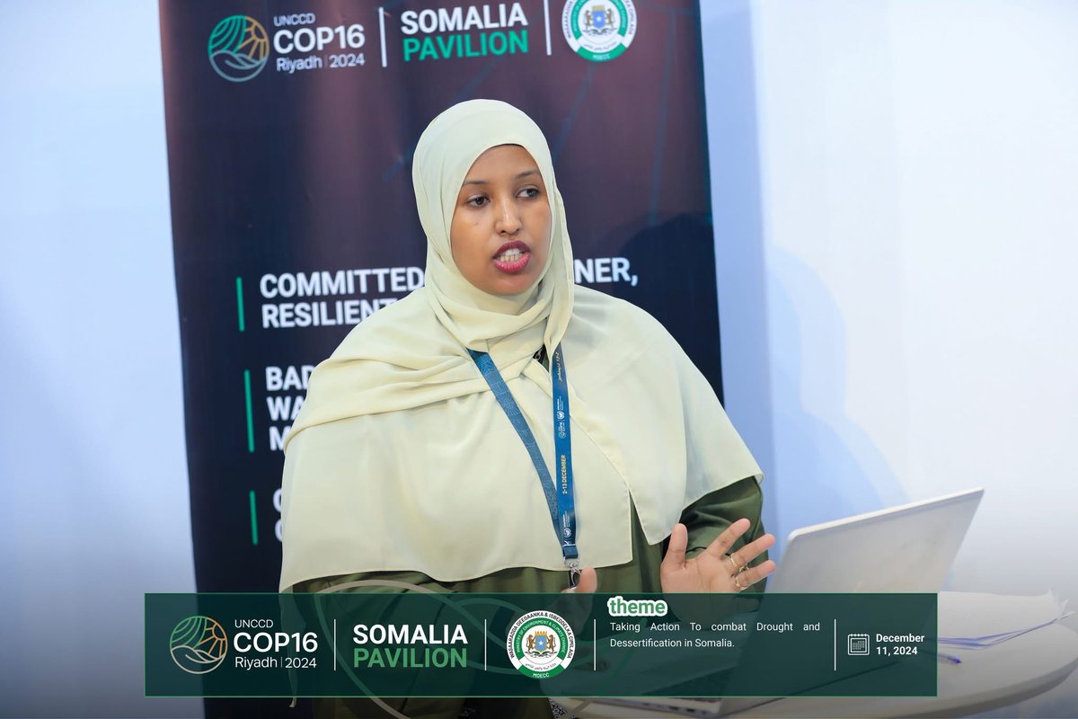 ikys2008's tweet photo. As #COP16Riyadh was coming to an end “ I had the pleasure of presenting “The role of Private sector in combating Drought and Dessertification” at the somali pavilion. I thank the ministry of environment and climate change and all the participants for the opportunity! https://t.co/h85WArMxtC