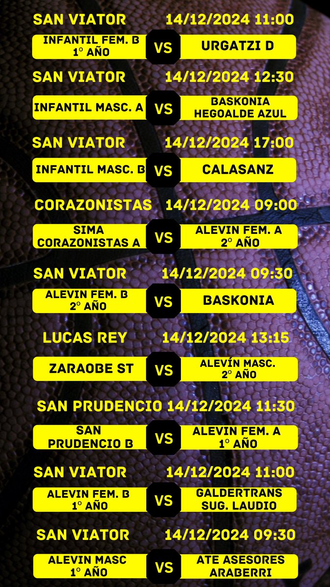 CDSanViator's tweet photo. Y aquí tenéis los partidos de baloncesto🏀
#batbihiru🍋🍋🍋 https://t.co/e2YPMYvcfO