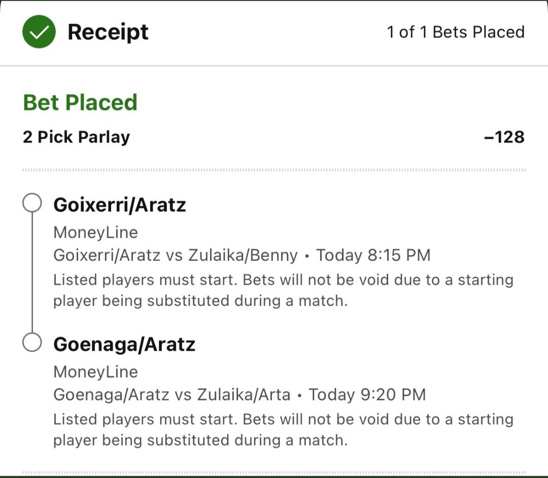 JakeWinsBets's tweet photo. CHAMPIONSHIP FRIDAY in the @JaiAlaiLeague ! π€π
PARLAY! (-128) π
These duos are a combined 22-0, and I expect their perfect seasons to continue today. Aratz is a beast πͺ
Let me know if you're riding with me! π―
#jaialaileague #sportsbetting #gamble #JakeWinsBets https://t.co/2xlK2zjlG8