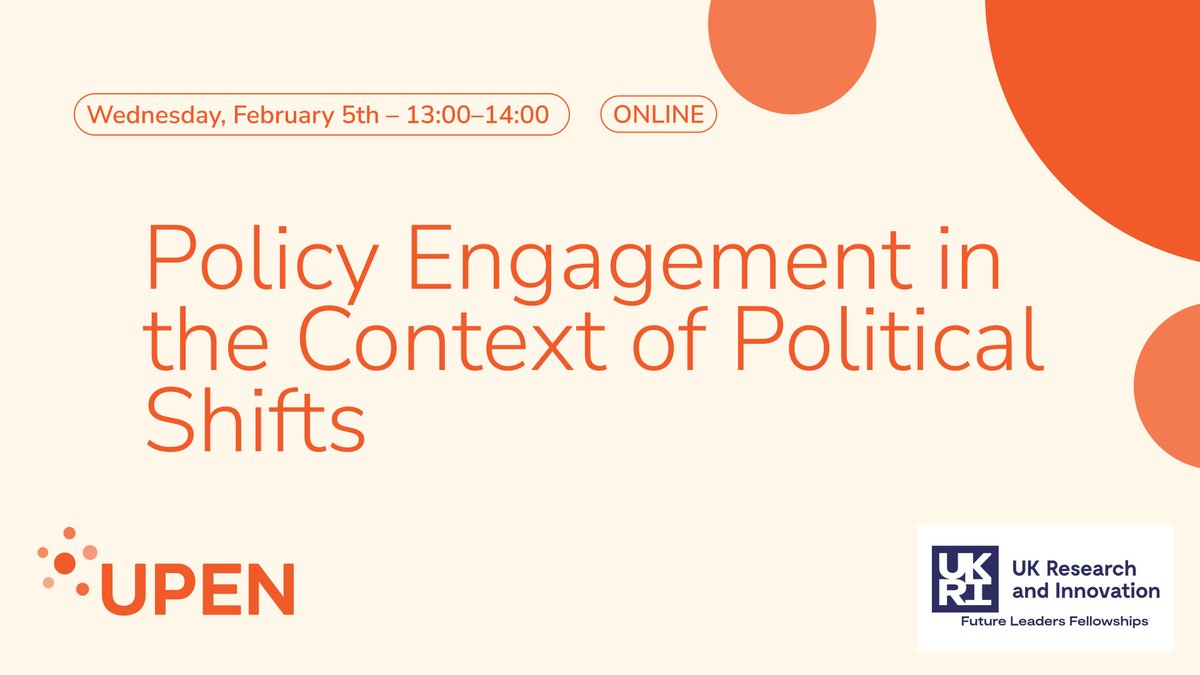 Universities Policy Engagement Network (UPEN) (@policyupen) on Twitter photo Sign up!
<a href="/andymycock1/">Andy Mycock</a> <a href="/UniversityLeeds/">University of Leeds</a> and Stephen Meek <a href="/UoN_Institute/">Nottingham Institute for Policy and Engagement</a> will explore the challenges researchers and knowledge brokers face in navigating an ever-changing complex political landscape and how it impacts university policy engagement
eventbrite.co.uk/e/policy-engag… Sign up!
<a href="/andymycock1/">Andy Mycock</a> <a href="/UniversityLeeds/">University of Leeds</a> and Stephen Meek <a href="/UoN_Institute/">Nottingham Institute for Policy and Engagement</a> will explore the challenges researchers and knowledge brokers face in navigating an ever-changing complex political landscape and how it impacts university policy engagement
eventbrite.co.uk/e/policy-engag…
