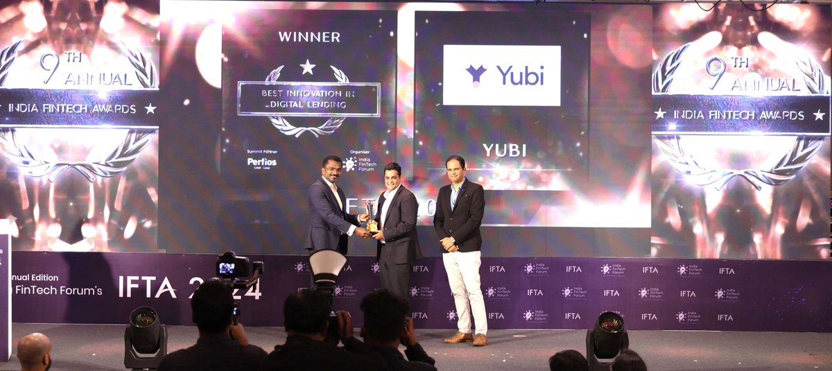 Thrilled to share that Yubi has been honored with the Best Innovation in Digital Lending award at the 9th Annual India Fintech Awards 2024! 

A big thank you to the India Fintech Forum for recognizing our team's dedication to driving fintech innovation.