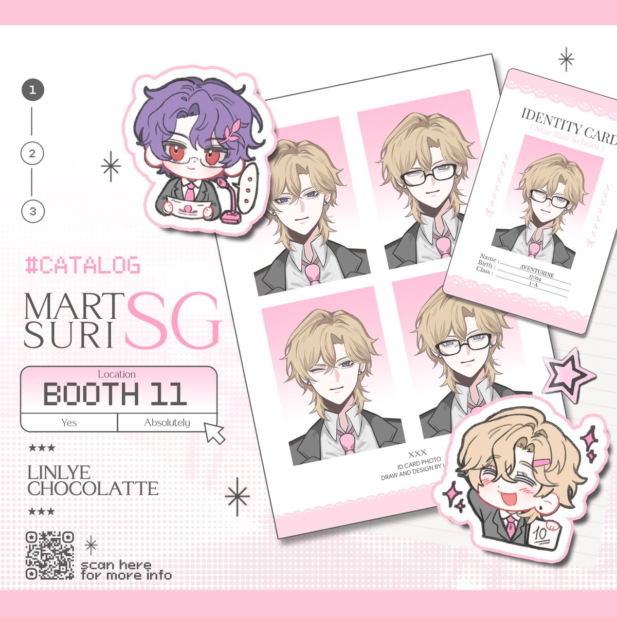 linlye_merch's tweet photo. [Like &amp; RT appreciated]

My full catalogue for #martsurisg2024!! ٩(ˊᗜˋ*)و ♡ I'll be boothing with @chocolatte_39 at booth 11!!

❄️OTS | cash only (ㅅ´ ˘ `)
❄️14 December 2024 
❄️Suntec Concourse SG 
❄️Fandom : HSR, GI, Blue Lock,..

#martsuri #martsurisg2024 #linlye https://t.co/a6AaOUCwcZ