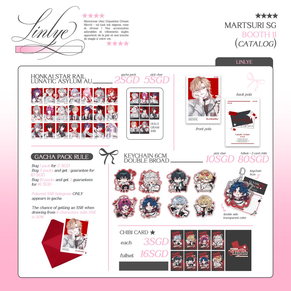 linlye_merch's tweet photo. [Like &amp; RT appreciated]

My full catalogue for #martsurisg2024!! ٩(ˊᗜˋ*)و ♡ I'll be boothing with @chocolatte_39 at booth 11!!

❄️OTS | cash only (ㅅ´ ˘ `)
❄️14 December 2024 
❄️Suntec Concourse SG 
❄️Fandom : HSR, GI, Blue Lock,..

#martsuri #martsurisg2024 #linlye https://t.co/a6AaOUCwcZ