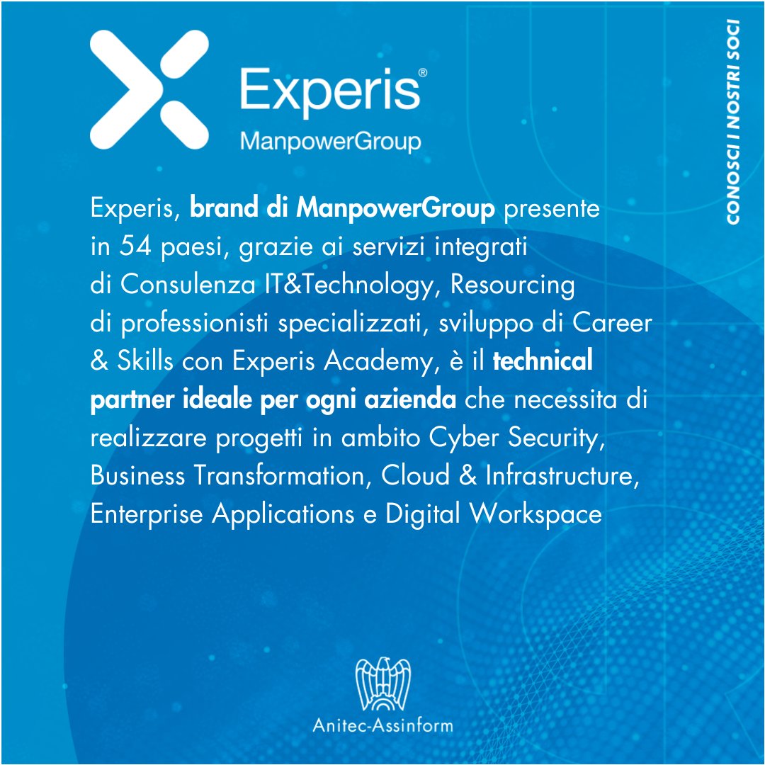 anitecassinform's tweet photo. @ExperisItalia è tra le aziende associate Anitec-Assinform. 

Sfoglia il carosello per saperne di più. ⬇️

▶️ Guarda il video: https://t.co/UtiAPouXYR

#AnitecAssinform #Associati #Experis https://t.co/tIl0ynuC5M