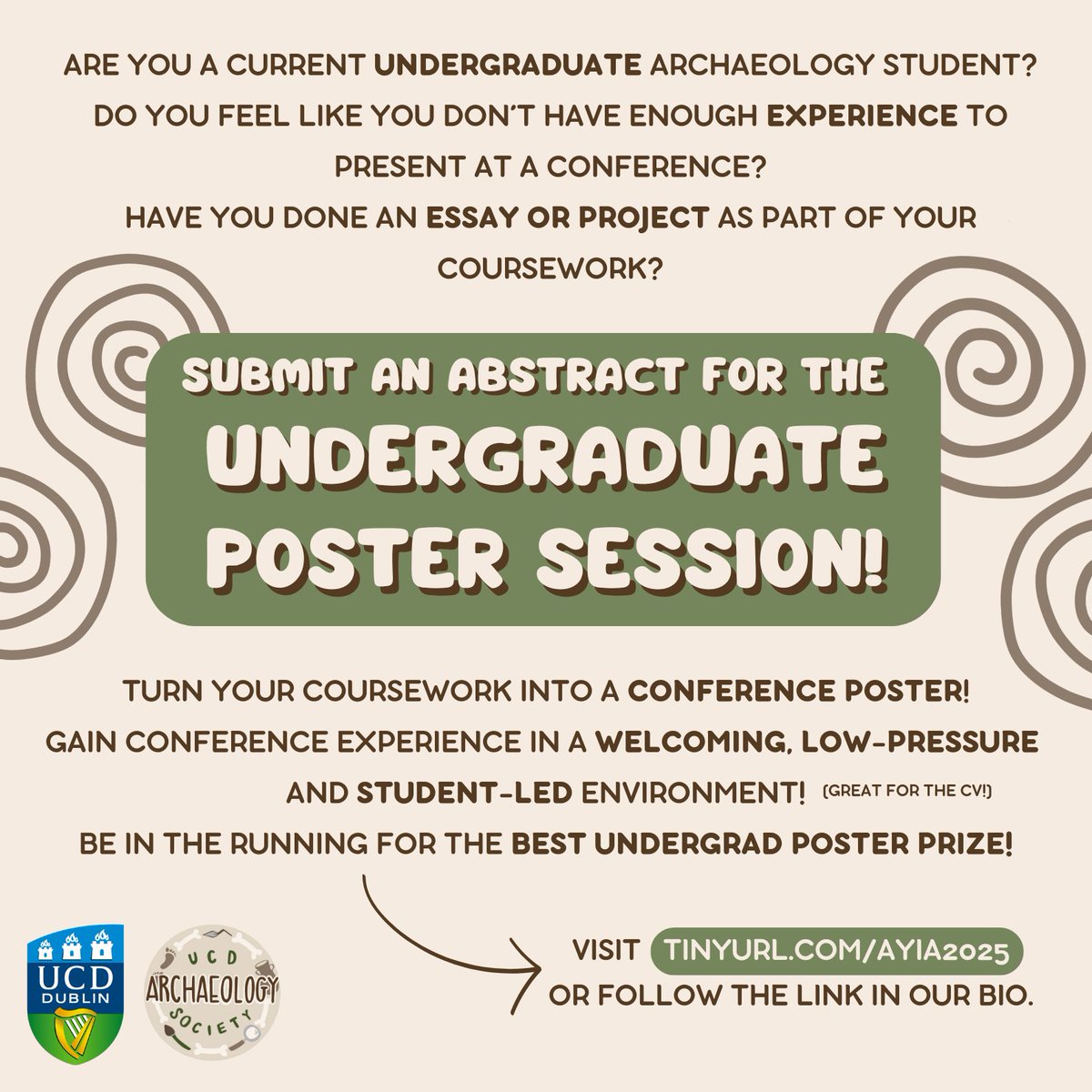 A few exciting developments from the AYIA student conference in UCD in February 2025 - be sure to share with any archaeology students at Irish universities who may be interested! #AYIA2025 🏛️📚🤎