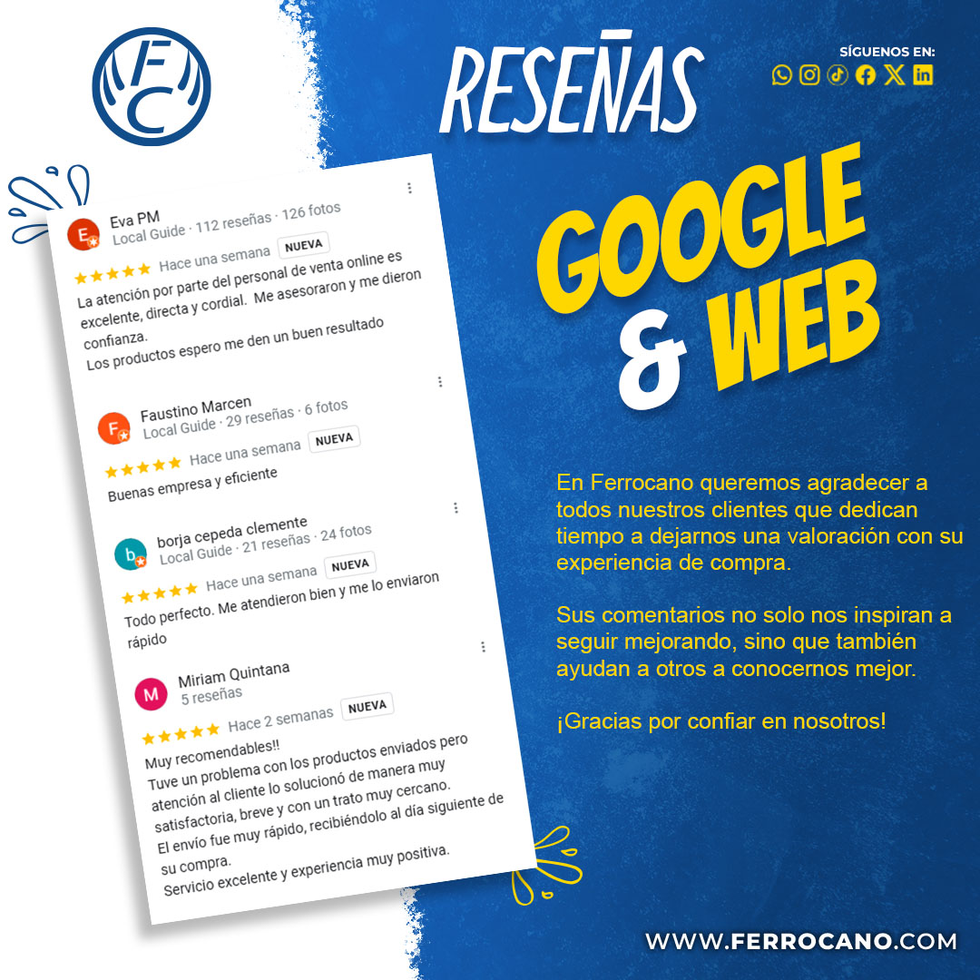 Ferrocano_'s tweet photo. ¡Gracias por confiar en nosotros! 🌟

#ferrocano #reseñas https://t.co/vJflhf86TA