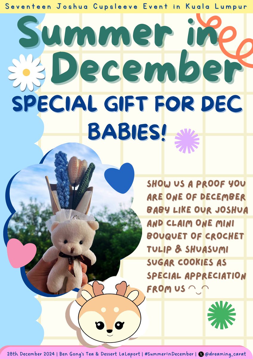 dreaming_carat's tweet photo. ꣑ৎ˙⋆𝓢𝓾𝓶𝓶𝓮𝓻 𝓘𝓷 𝓓𝓮𝓬𝓮𝓶𝓫𝓮𝓻 ۫꣑ৎ˙⋆  

Special gift for Dec babies! ◠‿◠
If you are Dec baby, don’t forget to claim our special gift!   

How to claim?
Show us a proof if you are indeed a Dec baby!   

P/S: These mini bouquet are limited! FCFS!

#SummerInDecember https://t.co/NzxAzAxgq3