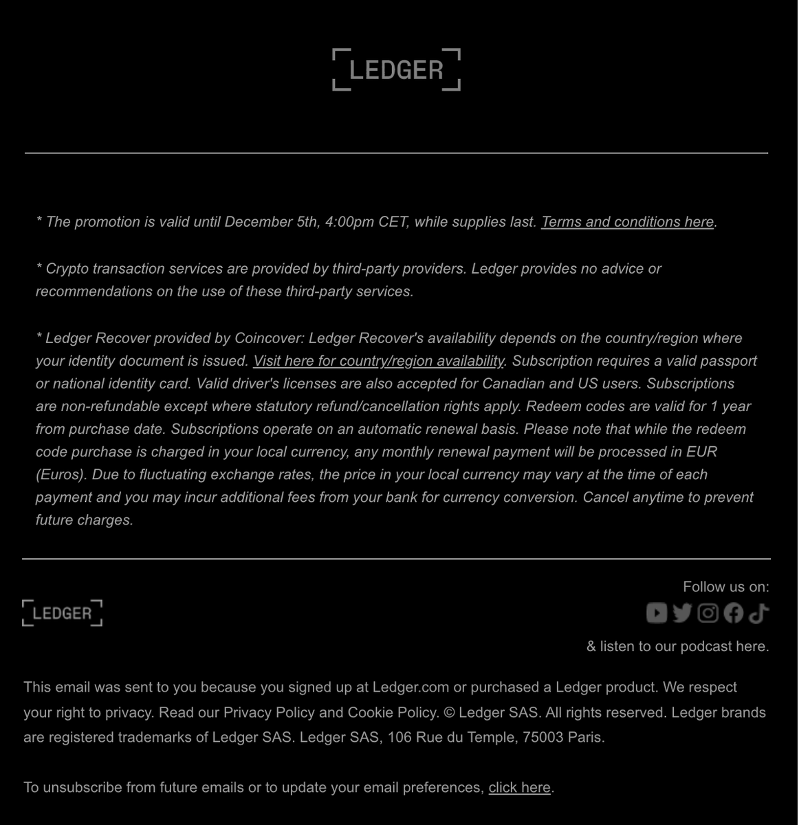 allthemoney's tweet photo. 🚨🚨🚨🚨
WARNING!

These scamming bastards are sending emails to scare you into sharing your private information.

DO NOT CLICK ON ANY LINKS

DO NOT SHARE PRIVATE INFO (passwords, recovery/see phrases, etc)

Notice the senders email address:
ledger@hotelcom.live 

PLEASE SHARE!!! 

Thank you 👊😎