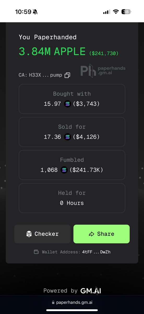 Paperhanded almost 700K USD in one week ☺️