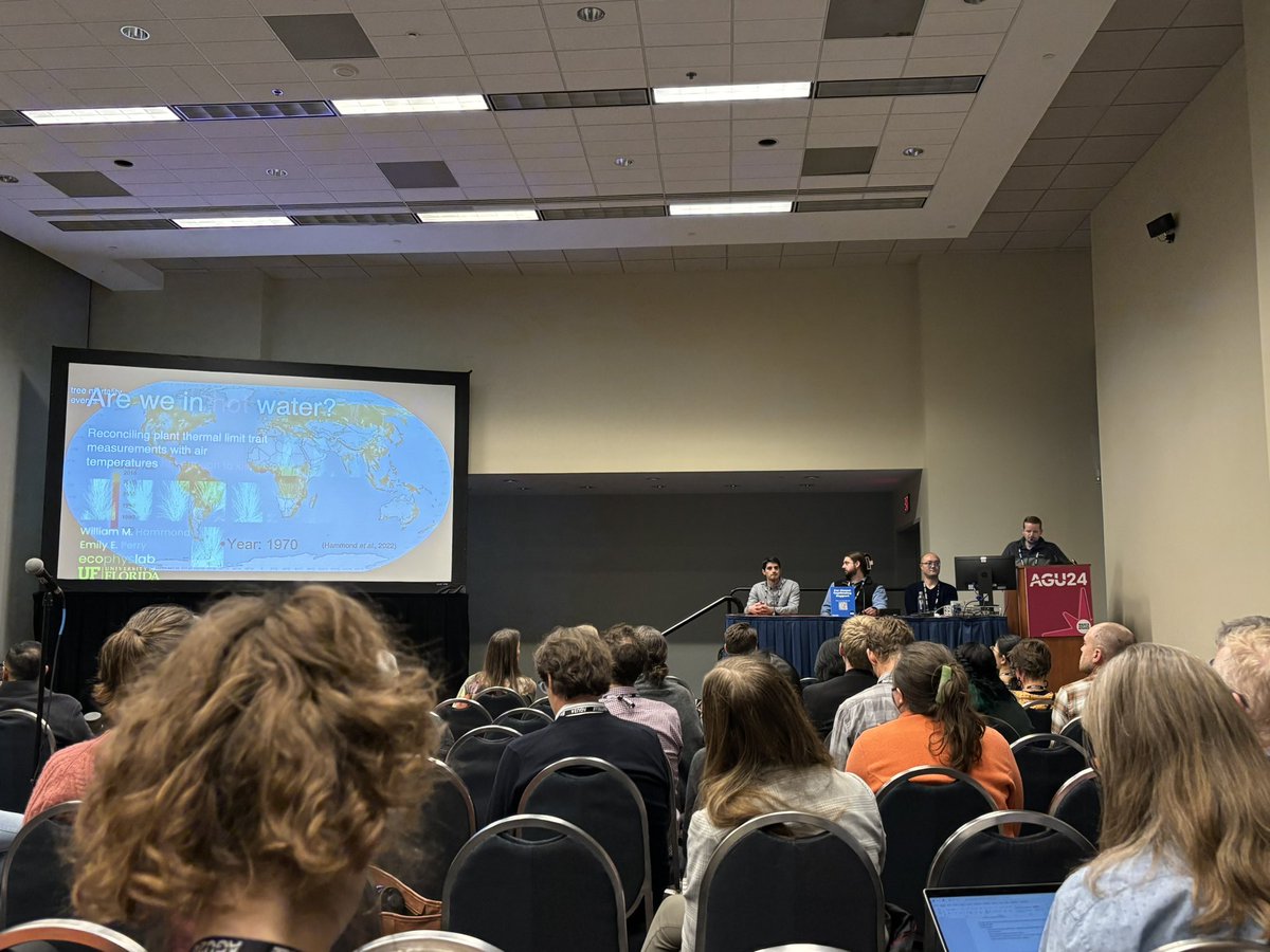 wmhammond's tweet photo. Had a great time talking #WhatKillsTrees at AGU this year! I shared my recent work with PhD student Emily Perry on plant thermal limits in dry air #HotEnoughToKill, and PhD student Medelin @kantmedelin did an awesome job presenting her work on pine survival in the Anthropocene!! https://t.co/jnTLSmV6Ru
