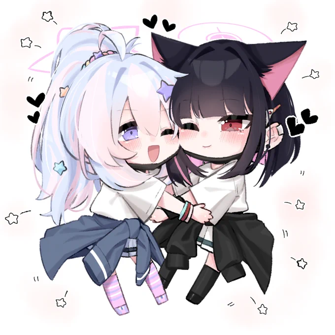 カズサとレイサのほっぺすりすり#ブルアカ 