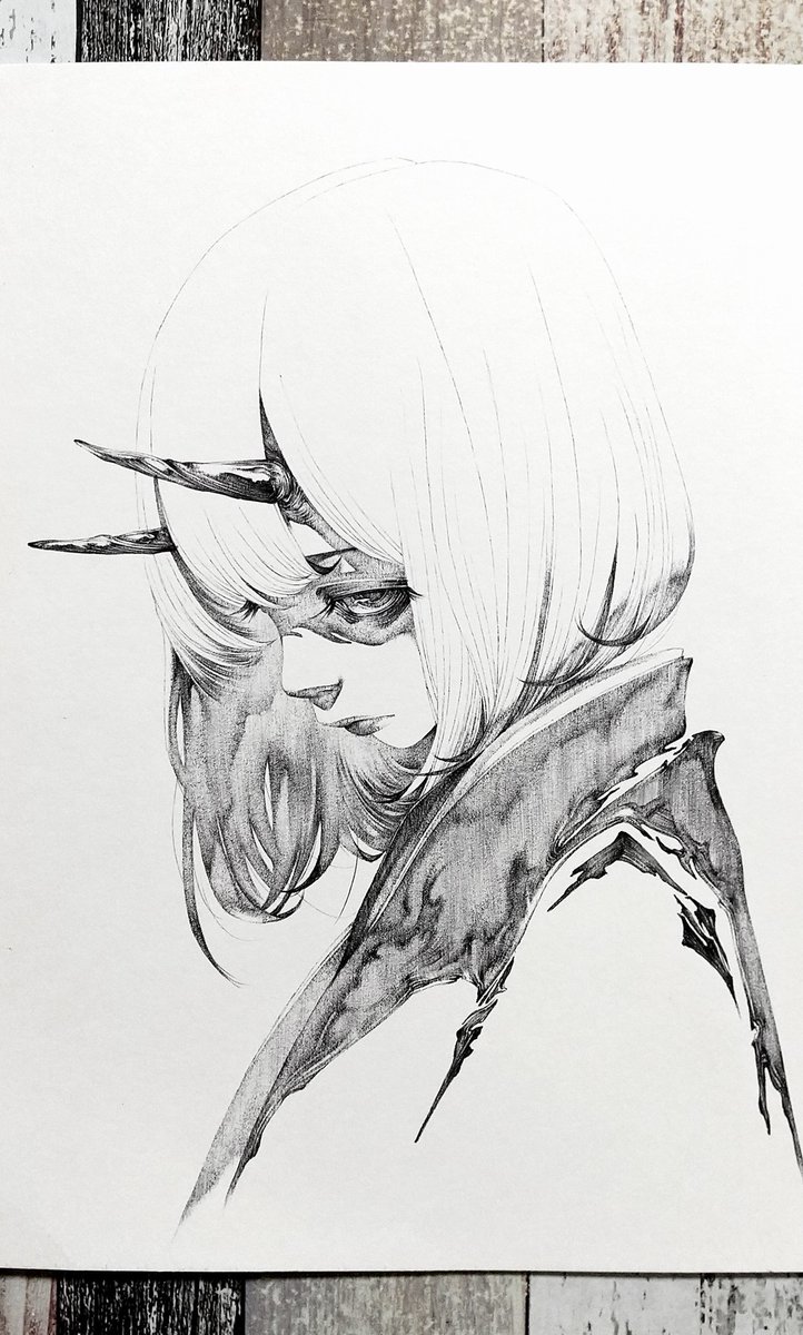 #今年も残りわずかなので今年一番伸びた絵を貼る 
この鬼っこ。ボールペン画🖊
あまりにも伸びてびっくりしましたｱﾘｶﾞﾄｳｺﾞｻﾞｲﾏｽ