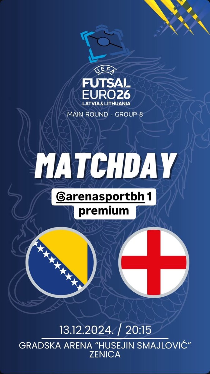 GAMEDAY 🇧🇦🏴󠁧󠁢󠁥󠁮󠁧󠁿

What we know 👇

- Game is being broadcast on Bosnian National TV channel, Arena Sport TV 1 premium at 7:15pm KO

tvarenasport.ba/tv-scheme/ 

- There is the potential of a live stream being made available but nothing has been confirmed yet 

youtube.com/@nfsbihofficia…