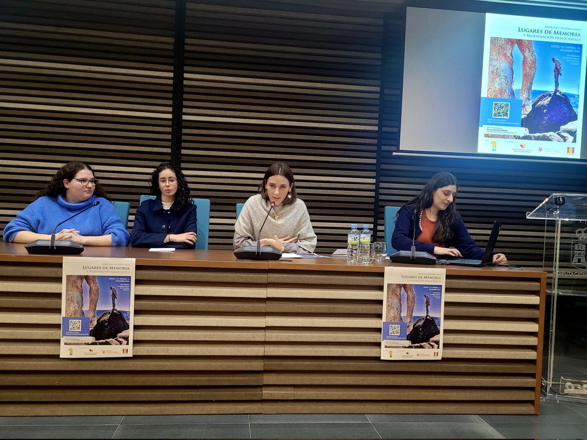 Las conclusiones del workshop internacional sobre Lugares de Memoria y Regeneración Democrática, financiado por <a href="/DiputacionCC/">DiputacionCC</a>, corre a cargo de estudiantes de <a href="/infouex/">UEx</a>. 
4 países, 5 diciplinas académicas distintas y múltiples perspectivas de estudio #MemoriaDemocratica #Memoria