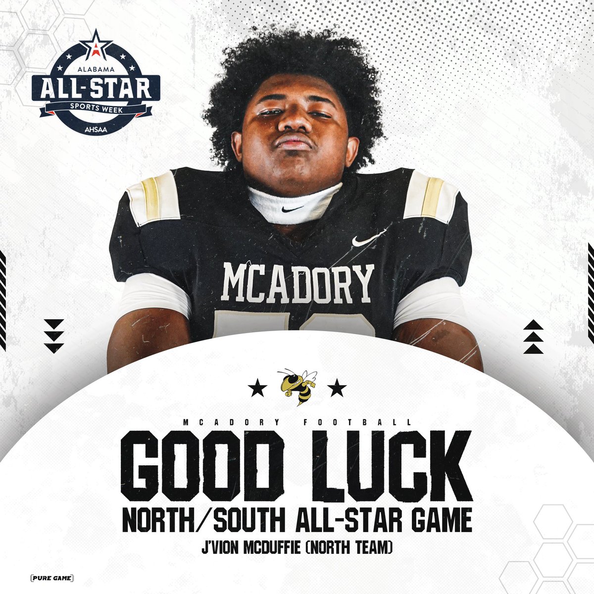 McAdory Football (@mcadoryfb) on Twitter photo Today we have three of Mcadory’s own participating in the North/South All Star Game. Good Luck to Coach Holmes <a href="/KairosHolmes/">Aryvia Holmes</a>, Nick Thomas <a href="/Nickt845/">𝑁𝑖𝑐𝑘 𝑇𝘩𝑜𝑚𝑎𝑠</a>, and J’Vion McDuffie <a href="/JDUFF_76/">J'Vion McDuffie</a>.
SWARM! J.A.C.K.E.T.S! Today we have three of Mcadory’s own participating in the North/South All Star Game. Good Luck to Coach Holmes <a href="/KairosHolmes/">Aryvia Holmes</a>, Nick Thomas <a href="/Nickt845/">𝑁𝑖𝑐𝑘 𝑇𝘩𝑜𝑚𝑎𝑠</a>, and J’Vion McDuffie <a href="/JDUFF_76/">J'Vion McDuffie</a>.
SWARM! J.A.C.K.E.T.S!