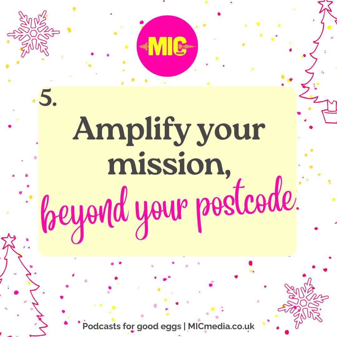 Want to expand your reach and impact? 🌍 

Podcasts are the answer! 

Connect with a global audience, share your stories, and inspire change

Let's make a difference together🎙️ 

#MICmas 🎄 Day #5

#podcast #socialimpact #contentmarketing #globalimpact