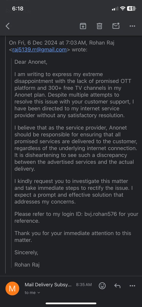 RohanRa57526376's tweet photo. @AnonetComm is this the way to deal with customers by not giving reply and not resolving their issues? https://t.co/06RurAFzOE