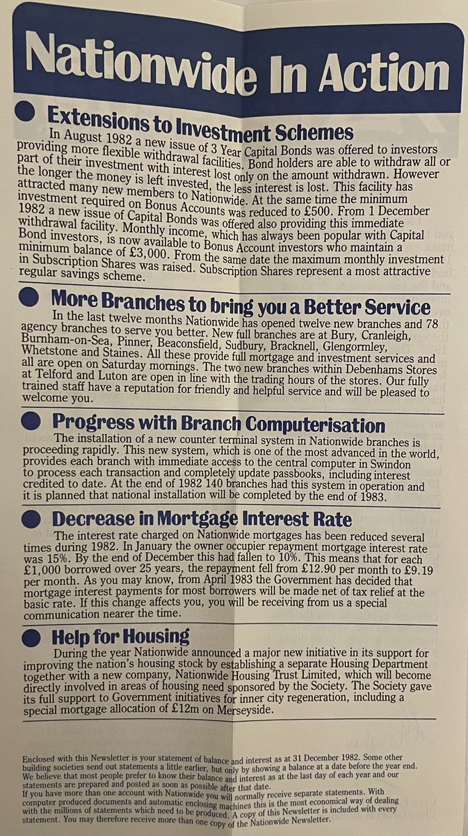 tweetanth's tweet photo. @AskNationwide Doing a bit of a clear out and found your newsletter from 1982, before you or I were born I’m sure

Talk of new branches &amp; putting in those new computer things (will never catch on)

News of a new chairman &amp; best wishes &amp; growth for 1983… 💪🏽 

Might be worth a RT https://t.co/opUjRGq9NG