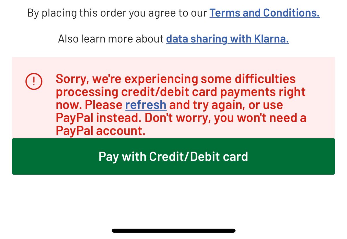 thegoodlyuk's tweet photo. @ArgosHelpers hi if you’re not aware, and couldn’t see any other reports. I’m getting this error message https://t.co/TZj7Rrcjvg