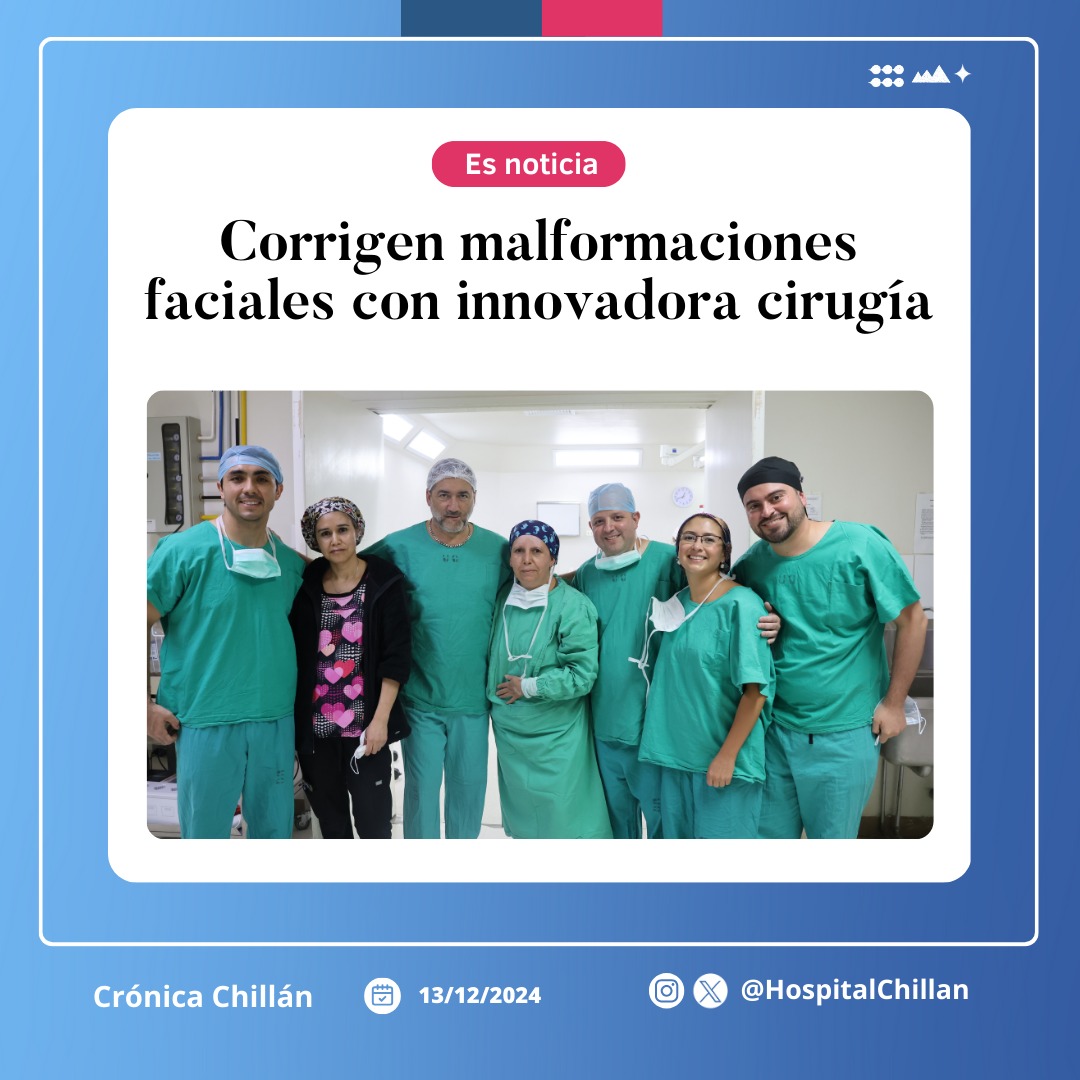 HospitalChillan's tweet photo. Medios regionales destacan el trabajo de nuestro equipo de especialidades odontológicas por innovadora cirugía.

💡 El primer paciente fue intervenido con osteotomía Le Fort III, una técnica avanzada que marca un gran avance en el tratamiento de anomalías faciales complejas. https://t.co/Y9J3sSwdSK