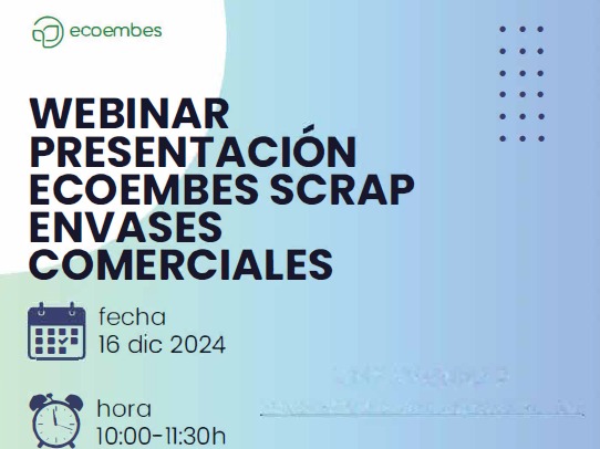 🗓️ Lunes 16 de diciembre
⏰ Hora: 10:00 - 11:30 h
🔗 Link: zoomto.me/_5Q6O

👉🏼 Te invitamos a participar en el Webinar sobre #SCRAP para envases comerciales de Ecoembes, organizado por FEDEMCO y FEPEX.

FEDEMCO / ECOWOOX / Ecoembes / FEPEX