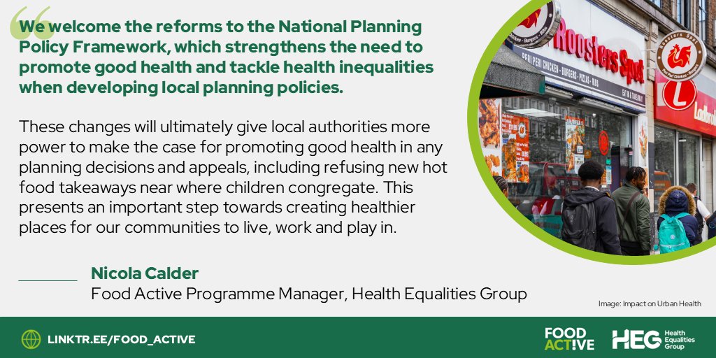 Food Active (@food_active) on Twitter photo Yesterday the <a href="/mhclg/">Ministry of Housing, Communities & Local Gov</a> published the revised National Planning Policy Framework, which sets out government's planning policies for England and how these are expected to be applied.
Read our Programme Lead's response here ⬇️ Yesterday the <a href="/mhclg/">Ministry of Housing, Communities & Local Gov</a> published the revised National Planning Policy Framework, which sets out government's planning policies for England and how these are expected to be applied.
Read our Programme Lead's response here ⬇️