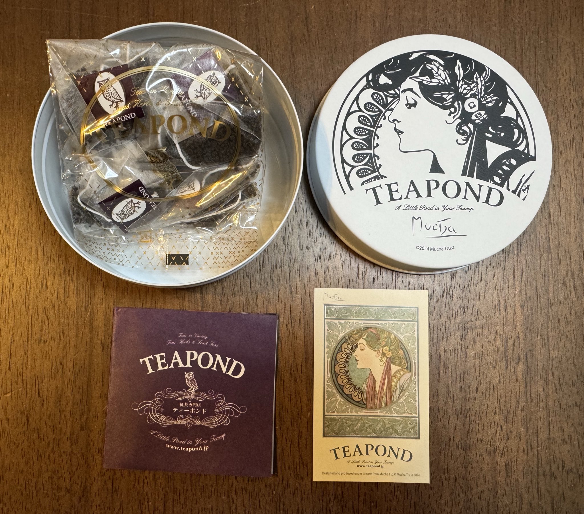 ミュシャ　アートクッキー缶　空き缶　紅茶缶　TEAPOND ティーポンド ミュシャ アートクッキー缶 空き缶 紅茶缶 TEAPOND ティーポンド