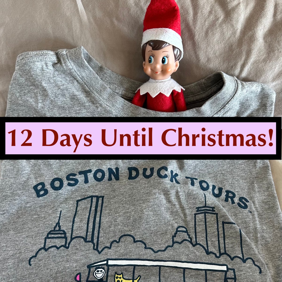 Only 12 more days until Christmas! Our elf really wanted a Duck Tours t-shirt but we didn't have extra, extra, extra, extra small so he's getting a gift card instead! You can get one too at loom.ly/jJzjZ9c ! #christmas #elf #elfontheshelf #giftideas #giftcards #Boston