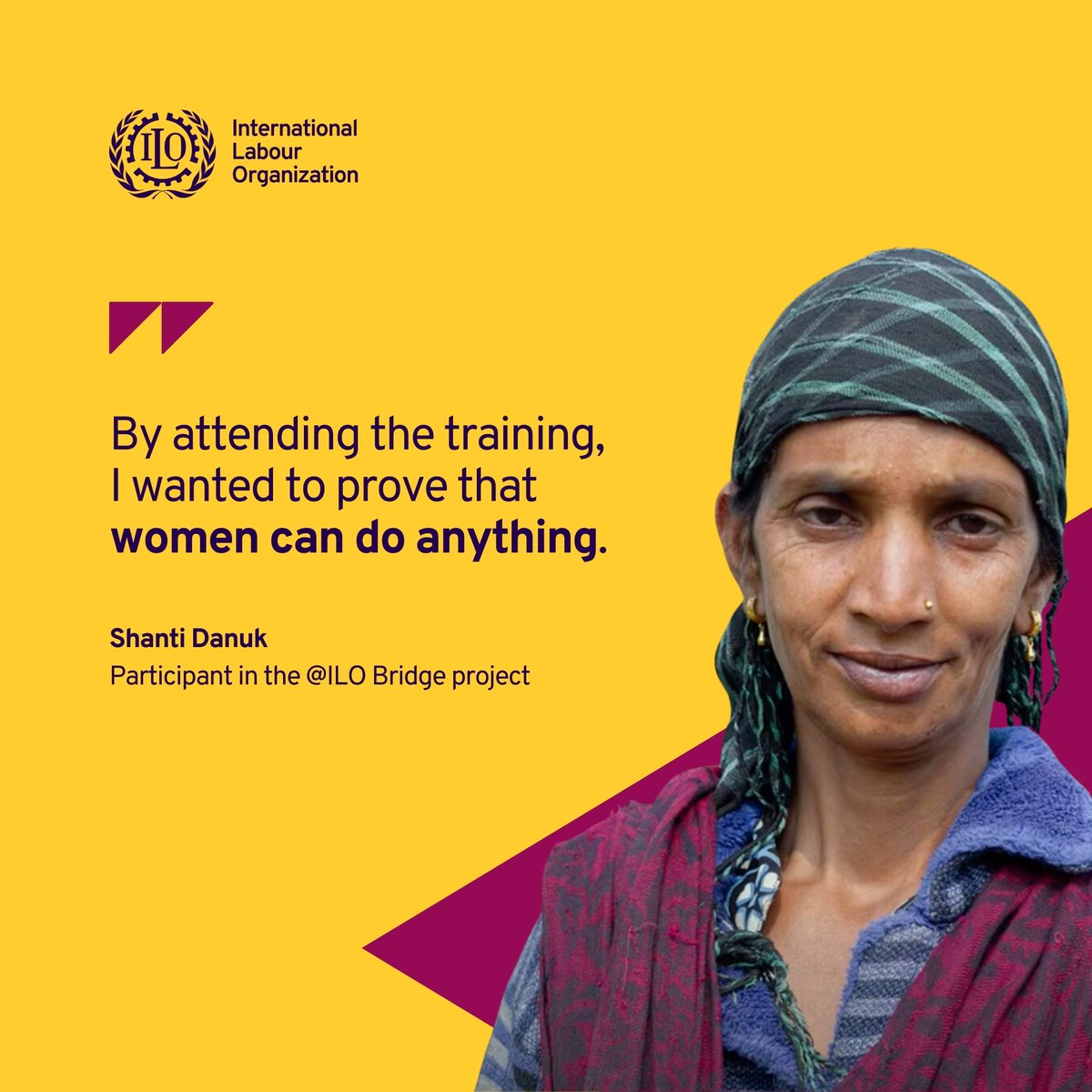 ILO action to End Forced Labour (@ilo_endslavery) on Twitter photo Shanti Danuk defied expectations through the <a href="/ilo/">International Labour Organization</a> Bridge project, proving women can do anything. Her journey reflects the transformative power of skills training and a step toward breaking free from #BondedLabour, in line with #Protocol29.
➡️ Meet Shanti: bit.ly/4df2xPA Shanti Danuk defied expectations through the <a href="/ilo/">International Labour Organization</a> Bridge project, proving women can do anything. Her journey reflects the transformative power of skills training and a step toward breaking free from #BondedLabour, in line with #Protocol29.
➡️ Meet Shanti: bit.ly/4df2xPA