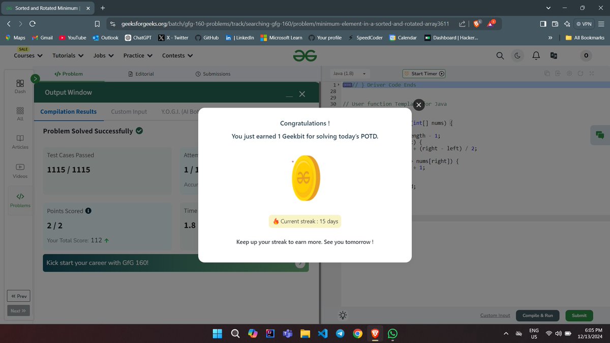 omtweet_'s tweet photo. #Day_29 of #gfg160 Challenge by
@geeksforgeeks
Today's problem: A sorted array of distinct elements arr[] is rotated at some unknown point, the task is to find the minimum element in it. #geekstreak2024 https://t.co/5yVNgQCewi