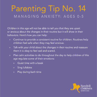 parentplus901's tweet image. Anxiety can be difficult to manage at any age, especially for those between the ages of 0-5. Children in this age range will not be able to tell you that they are upset or anxious, but it will show in their behaviors. Below are some ways to help!
#901parent #positiveparenting