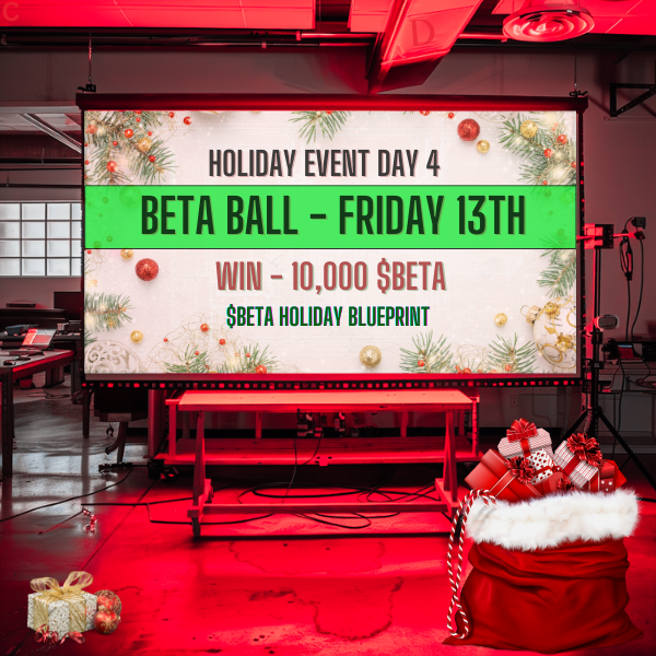 🎄✨ $BETA Holiday Day 4 ✨🎄

BETA BALL!  Friday the 13th😱

🎅  How to Play:
🔹  Own a Moment played on Friday 13th 
🔹  Post Proof and Flow wallet to enter🎟️
🔹  Pick one number (0-9) 🔴
🔹  Like and Retweet 🙌
⏰  Drawing  @ 10:30PM ET 
🎁  10,000 $BETA = correct pick 🤞