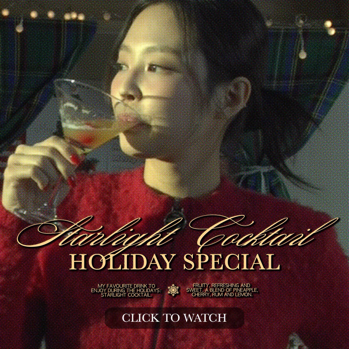 Jennie_HQ's tweet photo. Happy Holidays!
Love, JENNIE

Dec. 13th🍸

Let’s make Jennie’s go-to holiday drink, Starlight Cocktail!

🔗 https://t.co/nUSkAnNDfM https://t.co/OddfXB7DLr