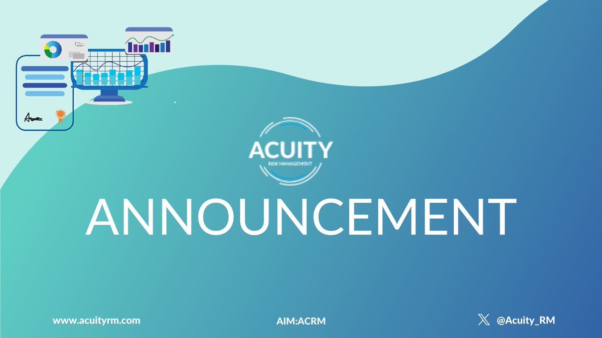 Board changes

David Rajakovich, who joined as a non-executive director of the Company on 4 Nov 2024 has been appointed as Chief Executive of the Company &amp; of Acuity Risk Management Ltd the Company’s wholly owned operating subsidiary. 

🔗buff.ly/3OUxdvJ

#ACRM