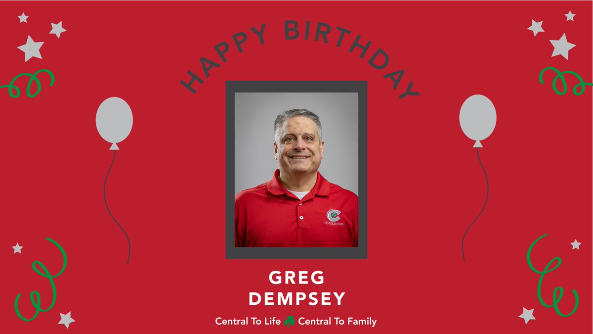 ☘️🎂 HAPPY BIRTHDAY staffulty member &amp; alumnus <a href="/coachdempsey3/">Greg Dempsey</a> (Class of 1990)!!! Hope you have FANTASTIC day. We are SO THANKFUL for everything you do ... GO IRISH!!! #CentralToLife l #CentralToAthletics l #CentralToFamily l #CentralToSuccess ☘️🎂