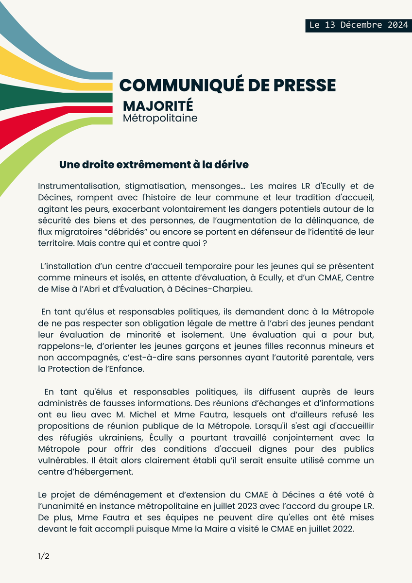 VoixCommune's tweet photo. Une droite extrêmement à la dérive 

Communiqué des groupes de la majorité de la Métropole : https://t.co/SJjHZew05e