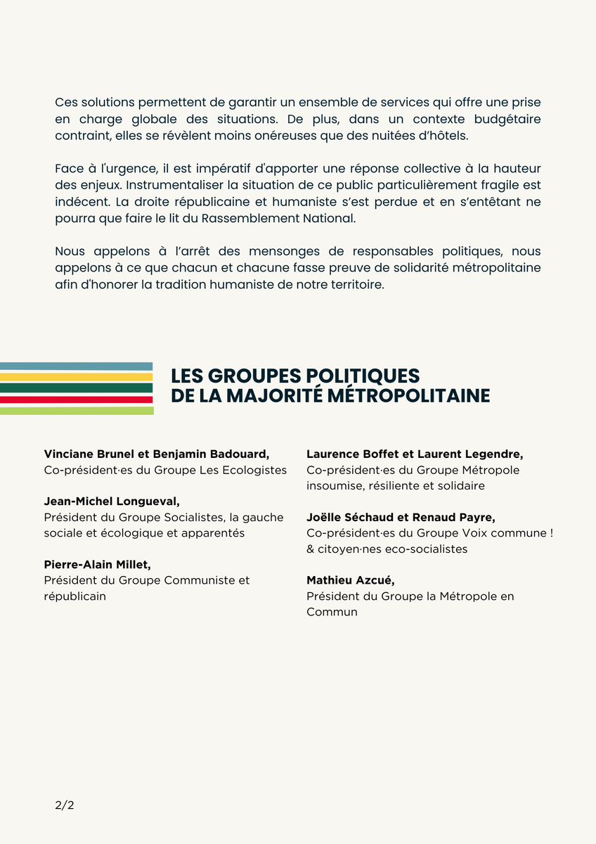 VoixCommune's tweet photo. Une droite extrêmement à la dérive 

Communiqué des groupes de la majorité de la Métropole : https://t.co/SJjHZew05e