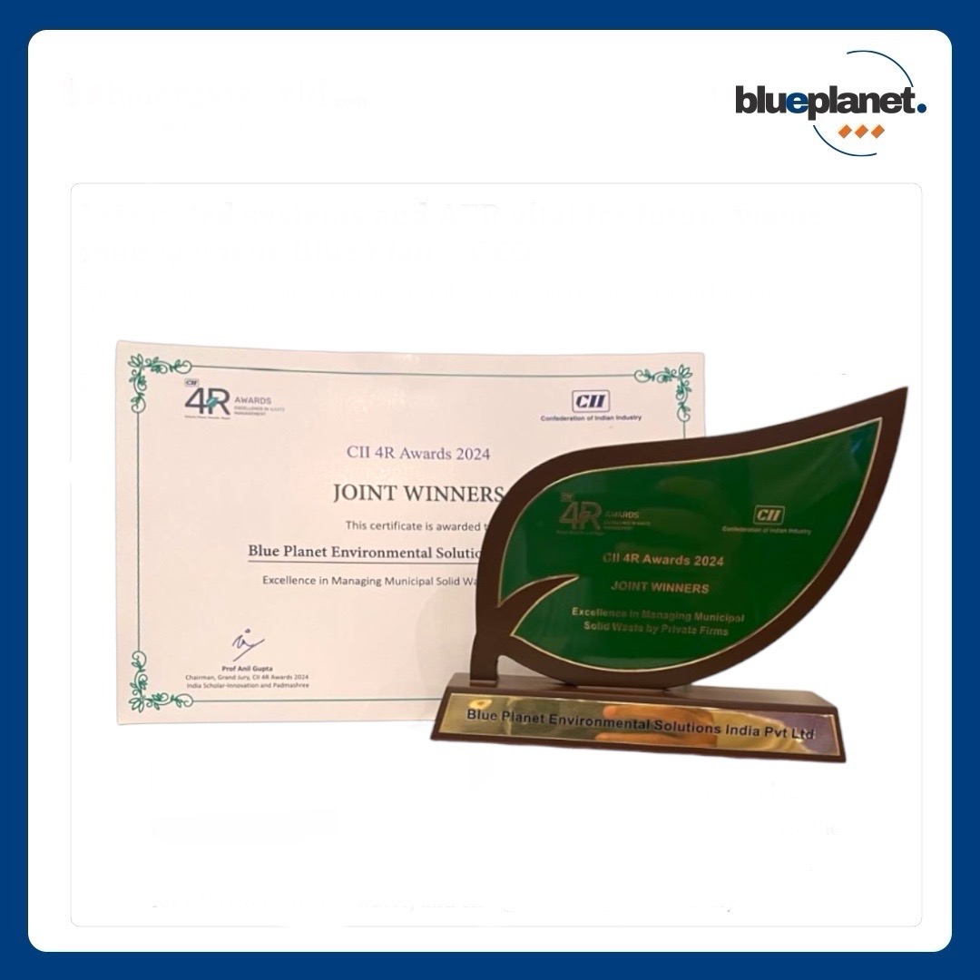 BluePlanet_Env's tweet photo. Proud moment for Blue Planet as we are honored with the CII 4R Award 2024 for Excellence in Managing Municipal Solid Waste by Private Firms.

This accolade reflects our commitment to sustainability, innovation &amp; shaping a cleaner, greener future. 
 
@FollowCII https://t.co/nYewwTZWc5