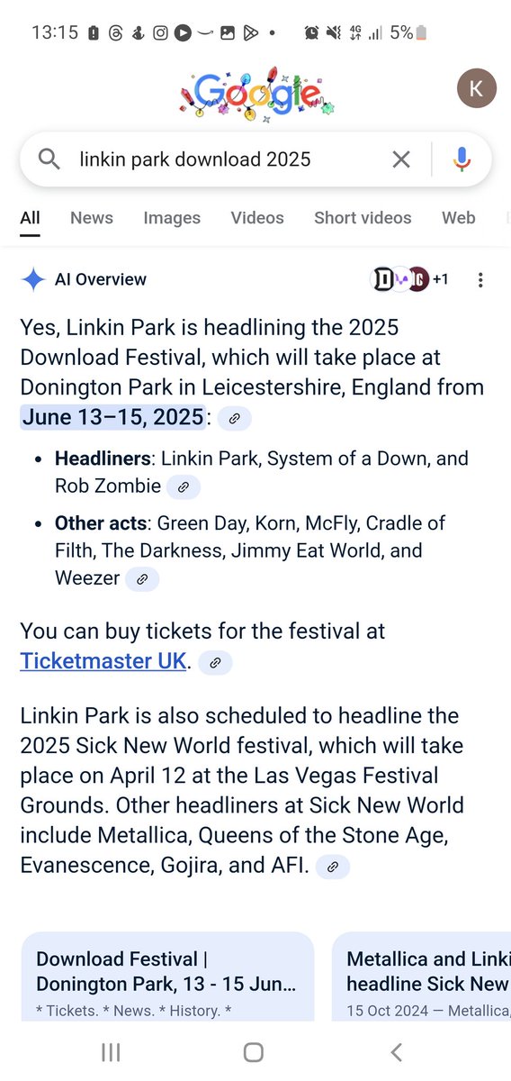 Kate011085's tweet image. AI is telling me Lunkin Park is headlining #Download2025