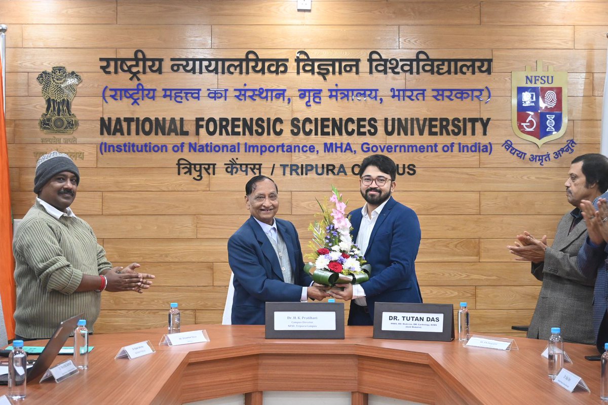 NFSU_Tripura's tweet photo. Expert Lecture on Heart Health ✨
Dr. Tutan Das (MBBS, MD, DM - Cardiology, Gold Medalist) delivered an insightful talk on “Heart Safety: Do’s, Don’ts, and Healthy Routines” at NFSU Tripura, attended by Dr. H. K. Pratihari, Director, and the NFSU community.
#HeartHealth #NFSUTC https://t.co/GNJRsJbxzd