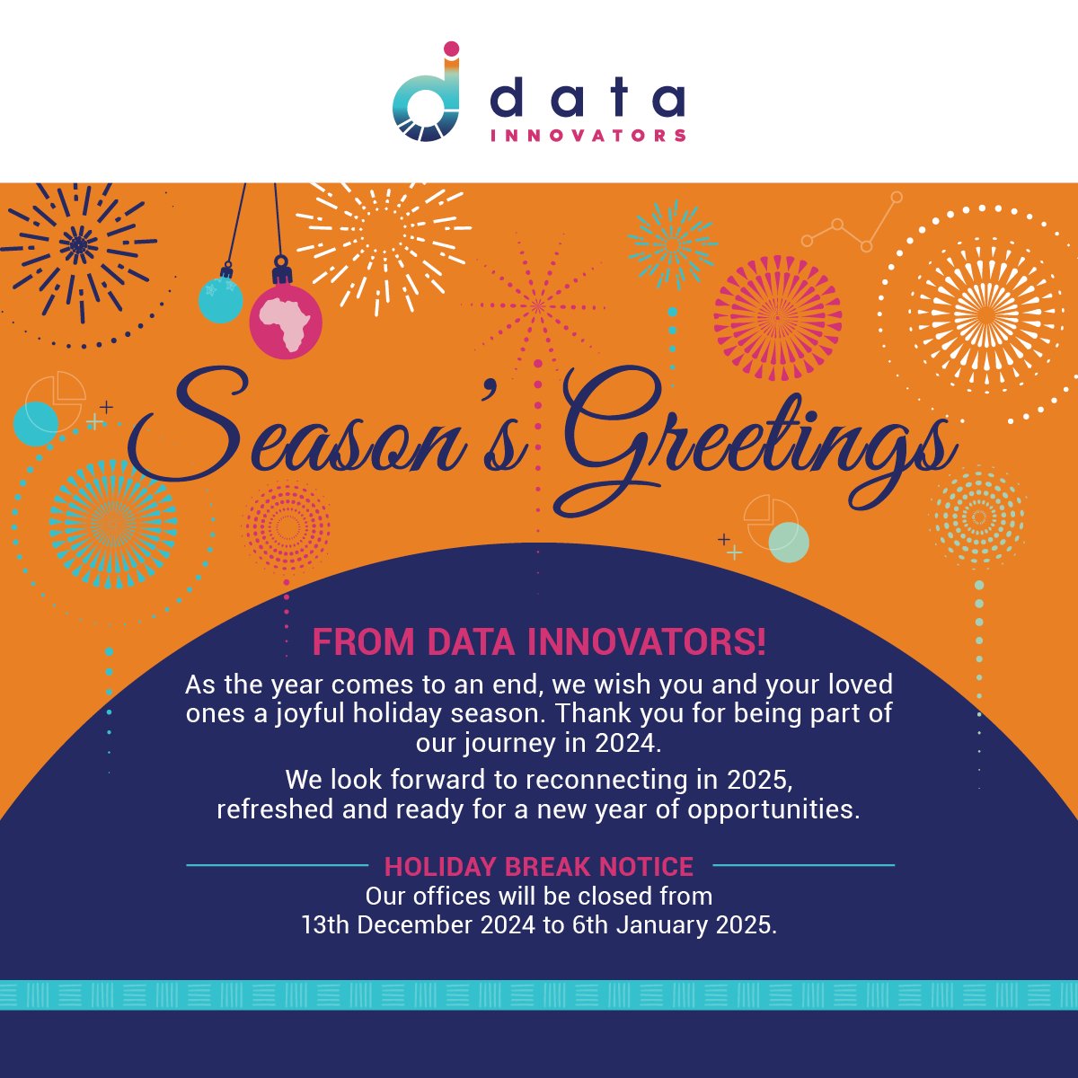 data_innovators's tweet image. As we wrap up 2024, we want to take a moment to express our gratitude to our clients, colleagues and friends for your continued support this year. Wishing you a joyous and peaceful festive season. 

From all of us at Data Innovators, thank you for being part of our story.