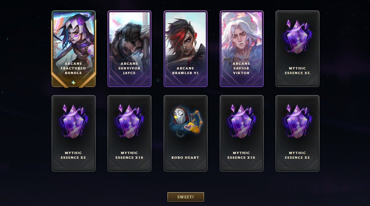 As a gacha enthusiast I'm coming back just to post this godly triple Legendary + Exalted skin gamble, I got the skin technically on my 12th roll