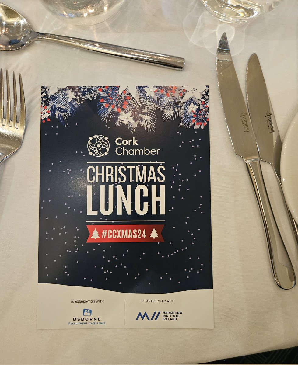 Grainnedefaoite's tweet photo. Delighted to be here at @TheMaryborough for the annual @CorkChamber Christmas lunch and represent @CorksRedFM #ccxmas24 https://t.co/1kVi1aW43b