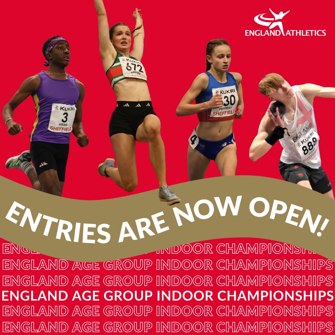📢 Entries are now open for the England Athletics Age Group Indoor Championships 2025! If you want to test yourself against the best athletes from across the country, be sure to enter: bit.ly/AGIn25

Parents and coaches get your tickets here: bit.ly/49AbEtL