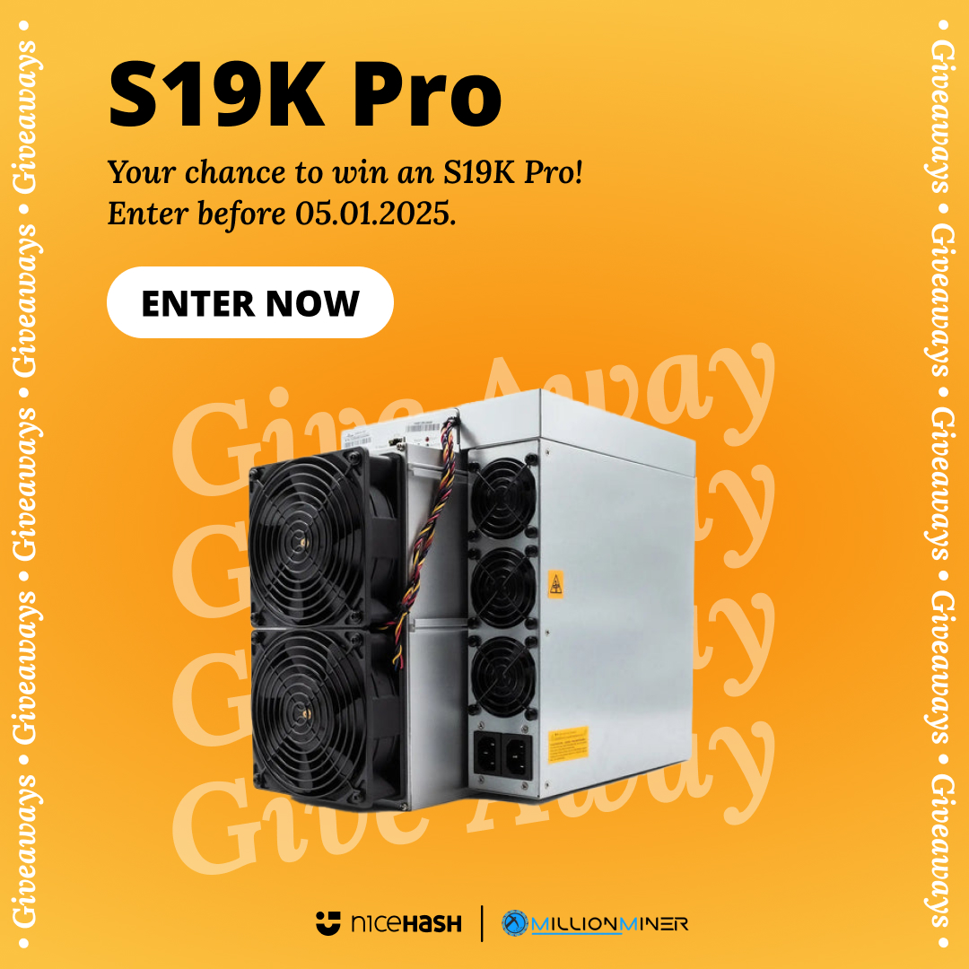 NiceHash (@nicehashmining) on Twitter photo ๐ ASIC Miner Giveaway! Win an S19K Pro miner!
How to enter:
1๏ธโฃ Enter through Gleam
2๏ธโฃ Reshare and like this Giveaway post
3๏ธโฃ Tag 3 friends in the comments
๐
Ends: Jan 5, 2025
Brought to you by #NiceHash & <a href="/millionminercom/">MillionMiner</a>!
Enter now and start your 2025 with a brand-new ๐ ASIC Miner Giveaway! Win an S19K Pro miner!
How to enter:
1๏ธโฃ Enter through Gleam
2๏ธโฃ Reshare and like this Giveaway post
3๏ธโฃ Tag 3 friends in the comments
๐
Ends: Jan 5, 2025
Brought to you by #NiceHash & <a href="/millionminercom/">MillionMiner</a>!
Enter now and start your 2025 with a brand-new