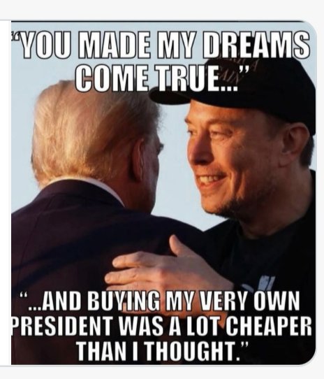 #TrumpIsUnfitForOffice
Musk spent $250 million on Trump's campaign and his wealth has doubled since the election. Who do y'all think will really be running the country? 
President Musk