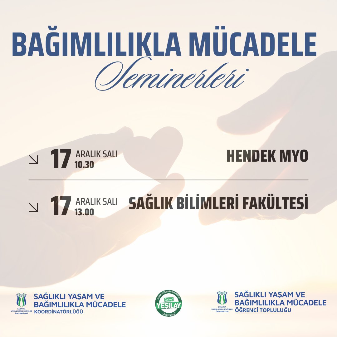 subu_sks's tweet photo. 💚 Üniversitemiz Sağlıklı Yaşam ve Bağımlılıkla Mücadele Koordinatörlüğü ve Daire Başkanlığımız koordinasyonunda düzenlenecek ‘Bağımlılıkla Mücadele Seminerleri’ne davetlisiniz. 

@SubuOfficiall https://t.co/ju24j6rwa3