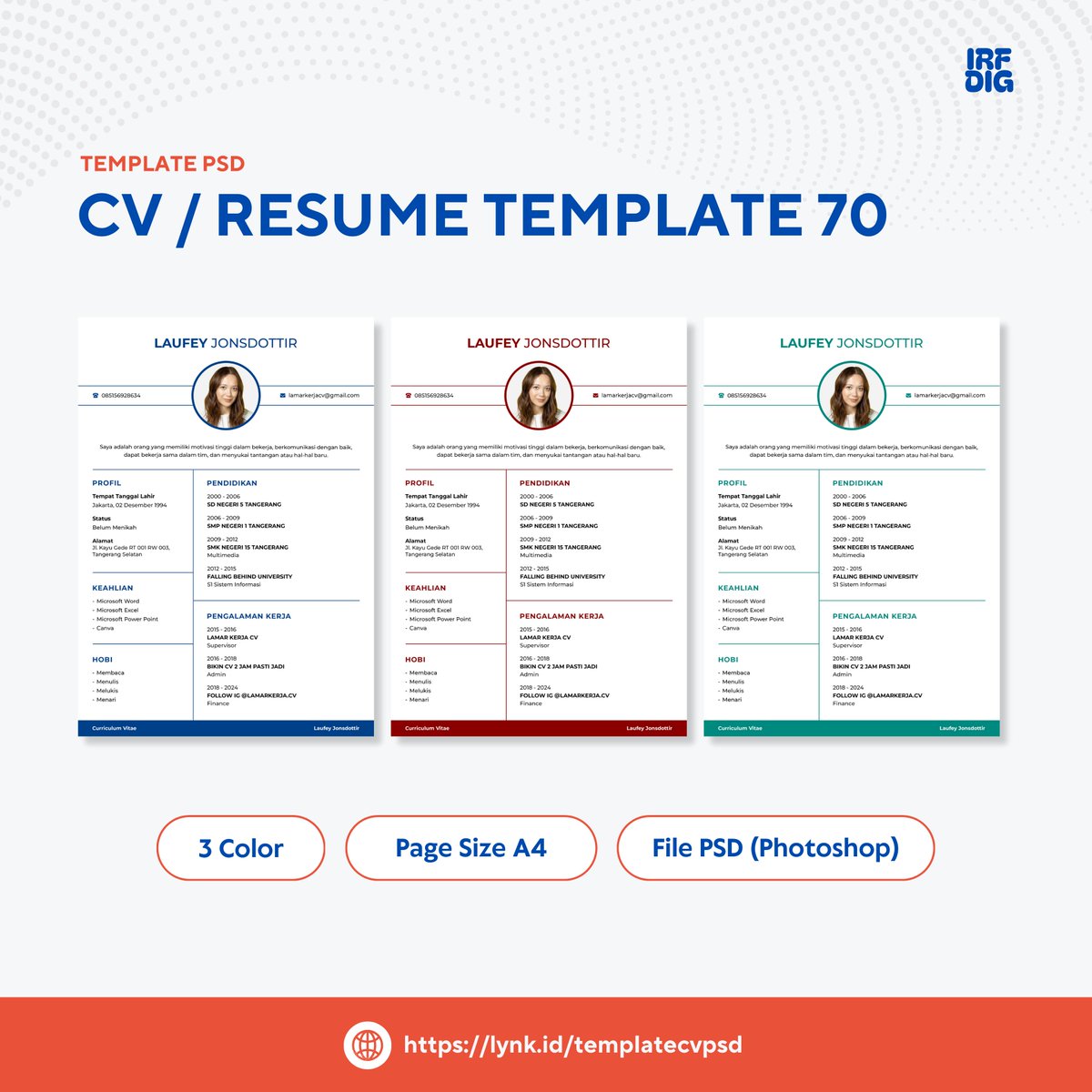 irfdig's tweet photo. Make every job application count with a standout CV design! ๐ https://t.co/e4FayY7mNt #EditableTemplates #PhotoshopCV #ResumeGoals https://t.co/z822j76PR5