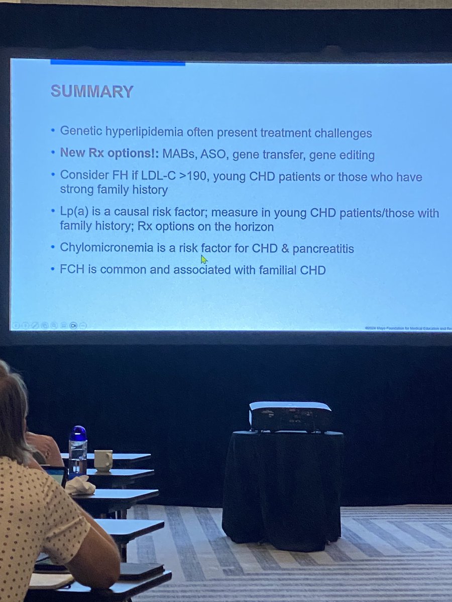 About to wrap up Session III w/ my friend &amp; co-director ⁦<a href="/iftikhar_kullo/">Iftikhar J. Kullo</a>⁩ sharing exciting advances in the familial hyperlipidemias. Love seeing the desire in our 100+ attendees to become more fluent in the language of #Genetic #Cardiology.